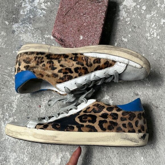 Golden goose Superstar pony hair, leopard print sneakers - Picture 1 of 16